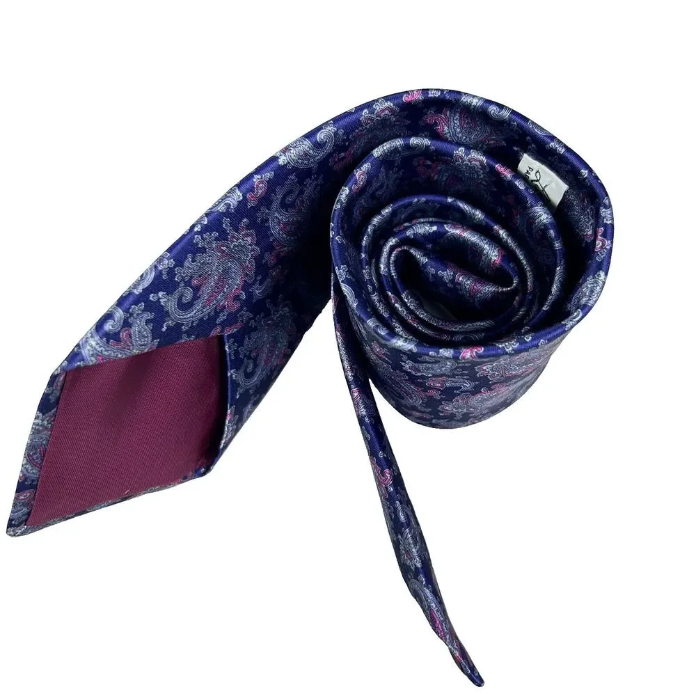 Lilly Dache Blue Paisley Silk Blend Woven Classic Pointed‎ Tie Men's One Size